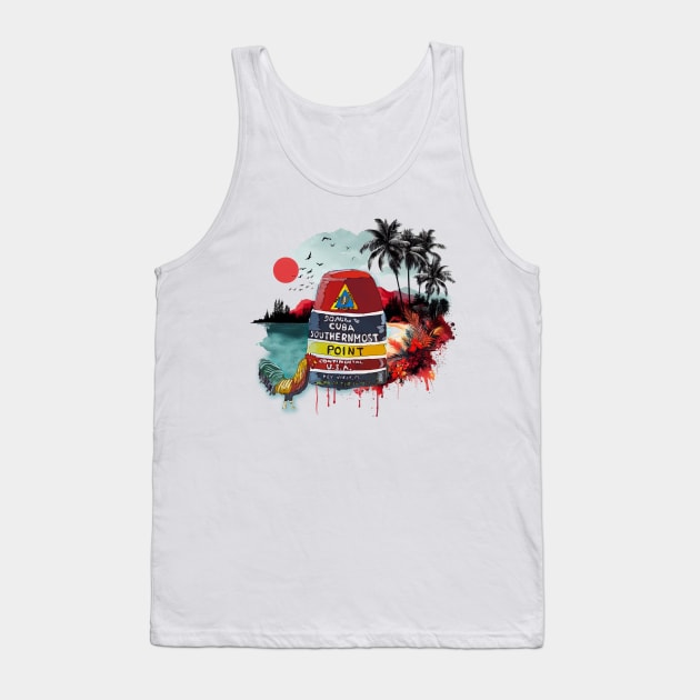 Key West Southern Most Point Marker with Cuban background - WelshDesigns Tank Top by WelshDesigns